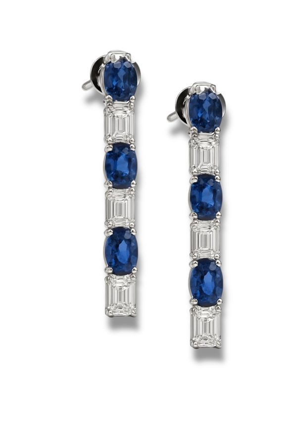 Sapphire Diamond Stiletto Earrings