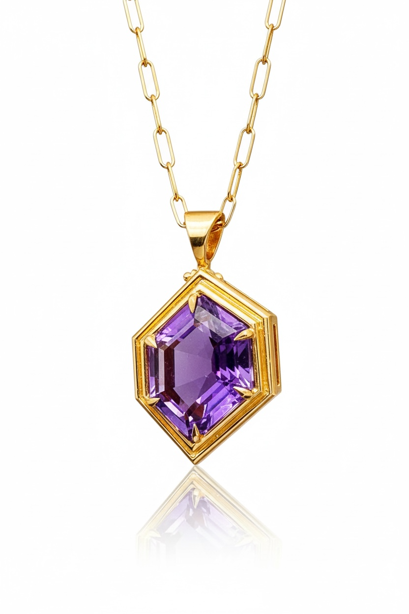 amethyst pendant Hexa Amethyst Pendant