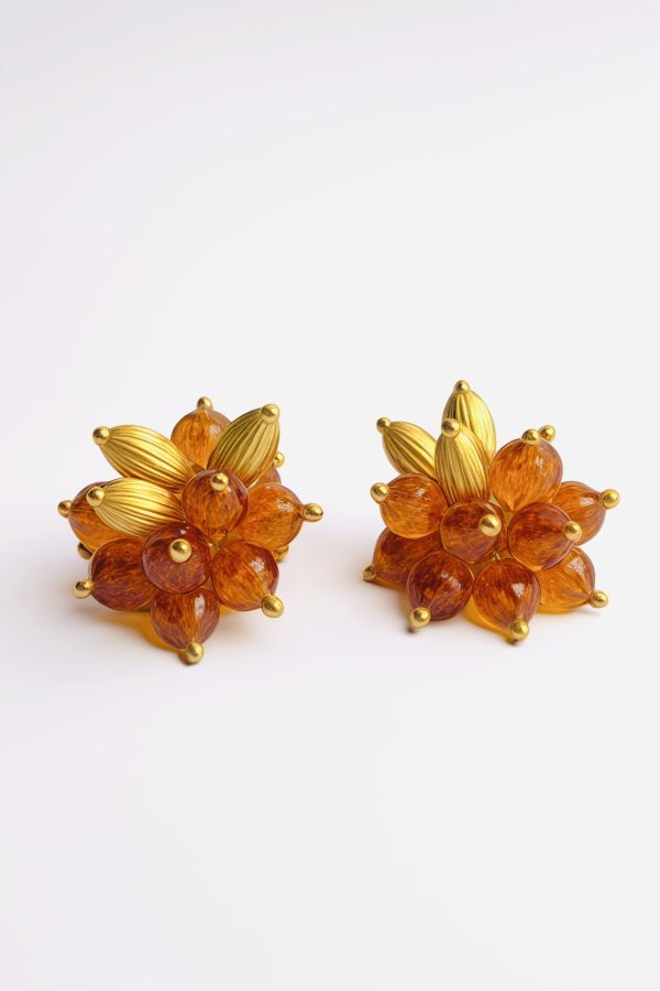 Golden Amber Bloom Earrings