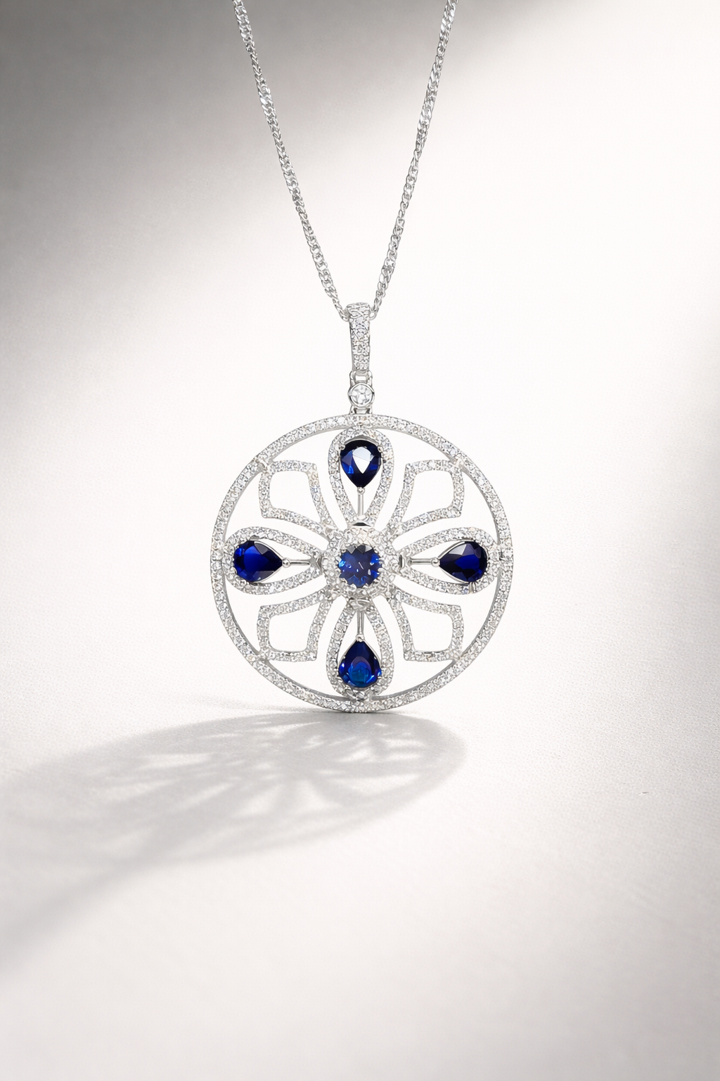 sapphire diamond necklace Celestia Azure Sapphire Diamond Pendant