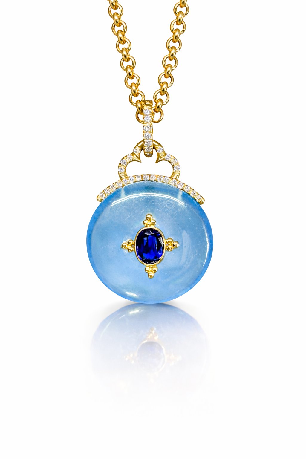 aquamarine necklace Celestia Aquamarine Medallion Necklace