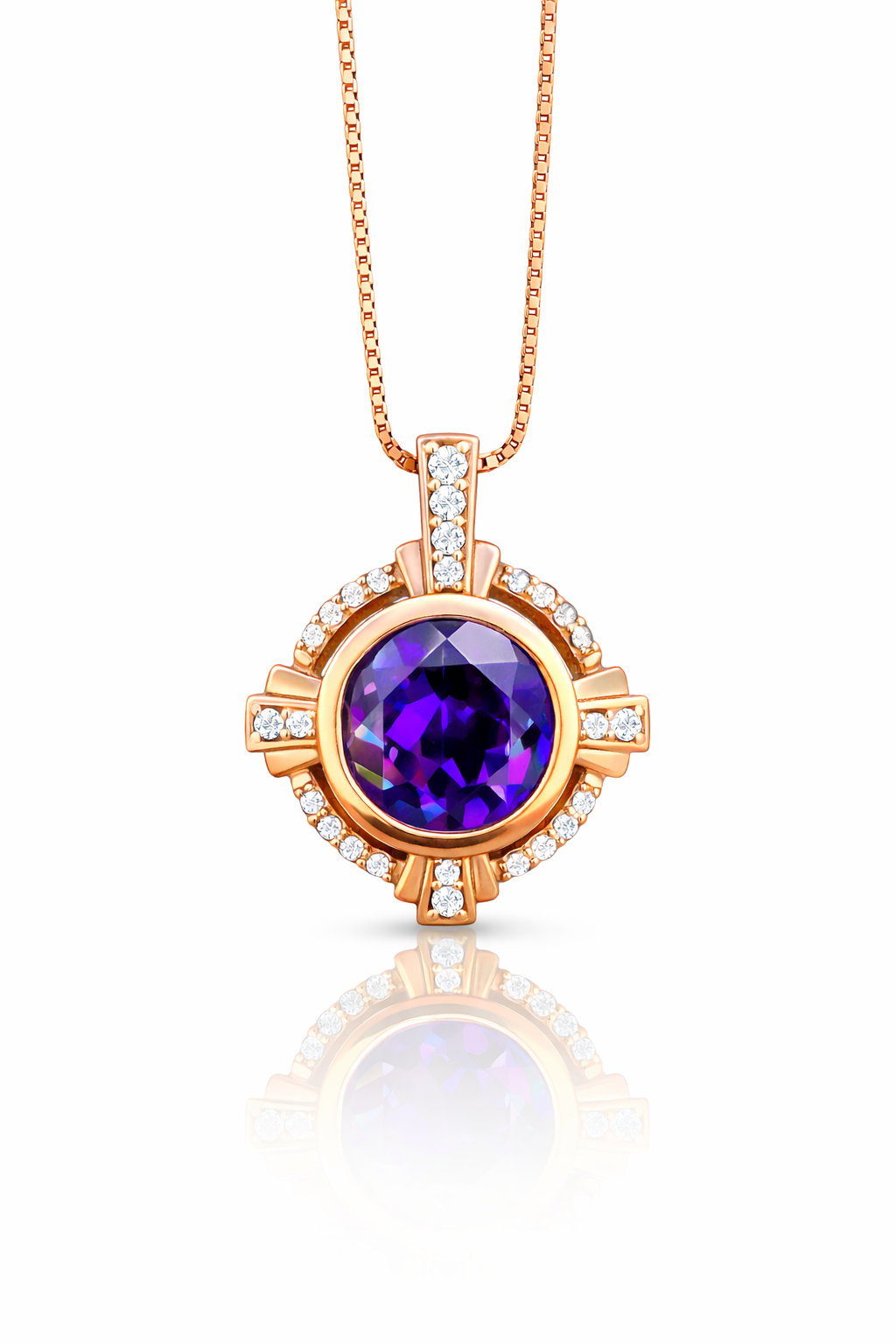 amethyst pendant Rose Amara Diamond Pendant