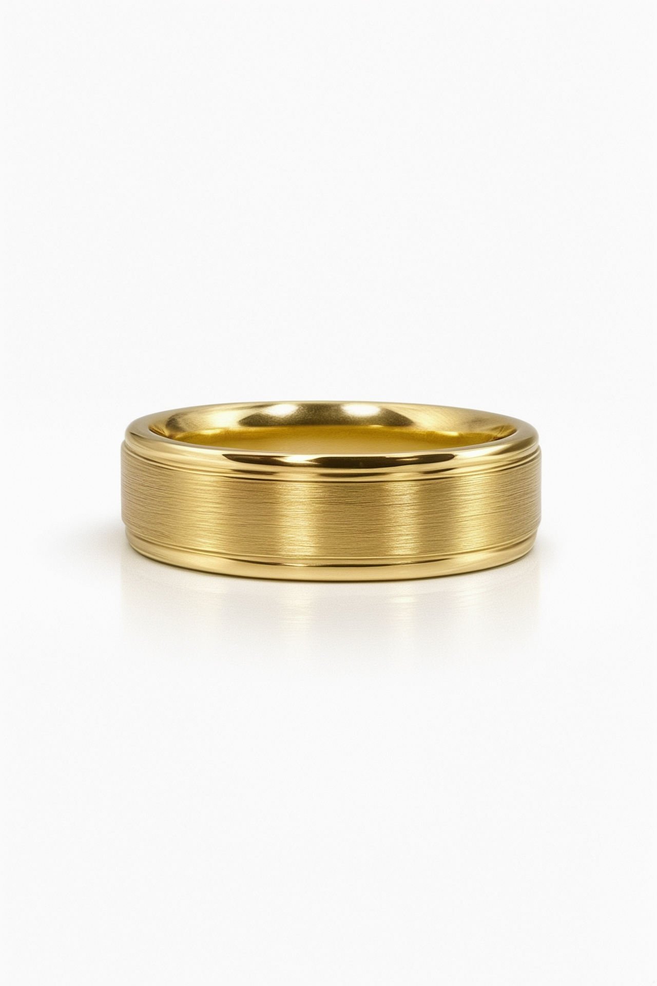 mens gold band Aurelio Drop Edge Wedding Band