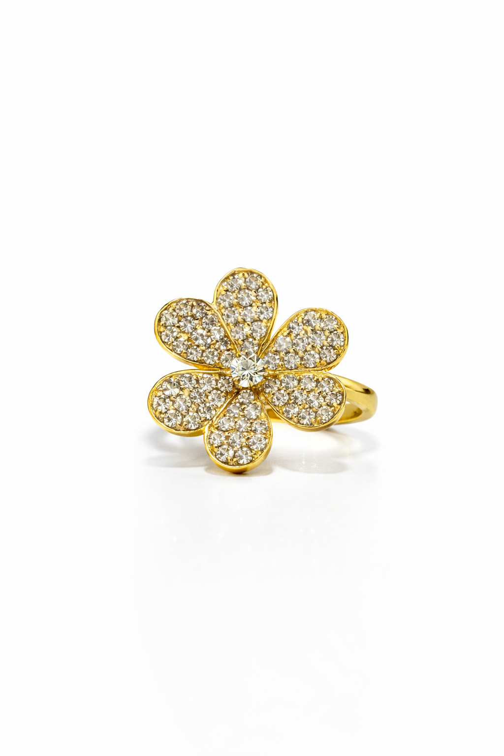 diamond flower ring Yellow Gold Diamond Flower Ring | Floral Diamond Ring | Soleil Fleur Ring