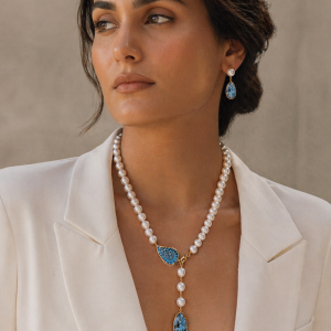 Azure Paisley Pearl Necklace