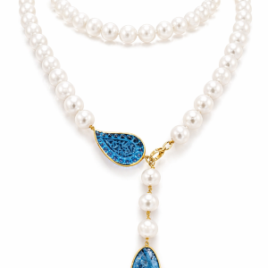 Azure Paisley Pearl Necklace